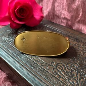 Vintage Mid Century Diamond Studded Lip view Lipstick Mirror and Holder